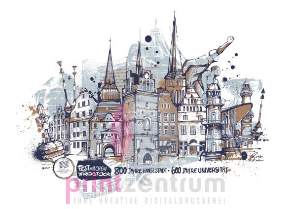Rostock-Skyline | Printzentrum Rostock - Digitaldruck, Poster, Leinwand,  Fototapete